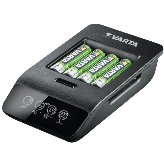 Varta - incarcator acumulatori LCD Smart Charger+ cu baterii incluse 4 x AA 2100 mAh