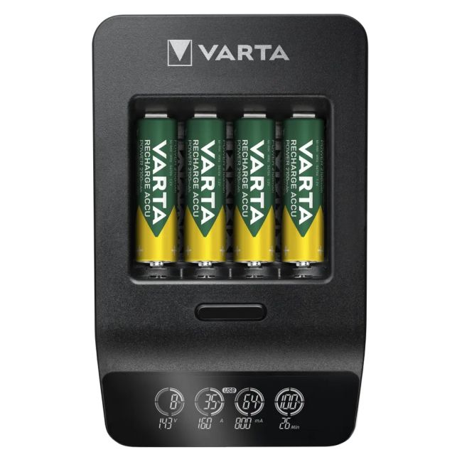 Varta - incarcator acumulatori LCD Smart Charger+ cu baterii incluse 4 x AA 2100 mAh