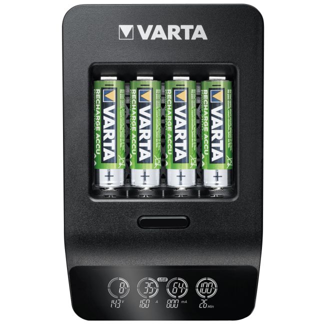 Varta - incarcator acumulatori LCD Smart Charger+ cu baterii incluse 4 x AA 2100 mAh