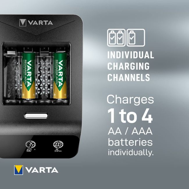 Varta - incarcator acumulatori LCD Ultra Fast Charger+ cu 4 acumulatori AA 2100 mAh inclusi