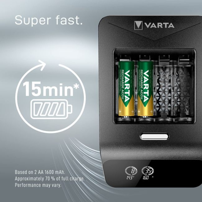 Varta - incarcator acumulatori LCD Ultra Fast Charger+ cu 4 acumulatori AA 2100 mAh inclusi