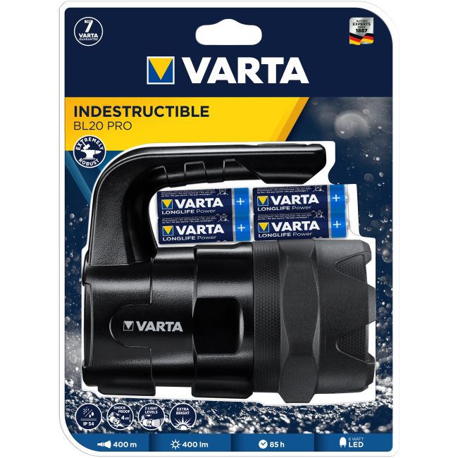 Varta - lanterna exterior Indestructible BL20 PRO - 6xAA/3xAA, protectie IP54 - 400 lumeni