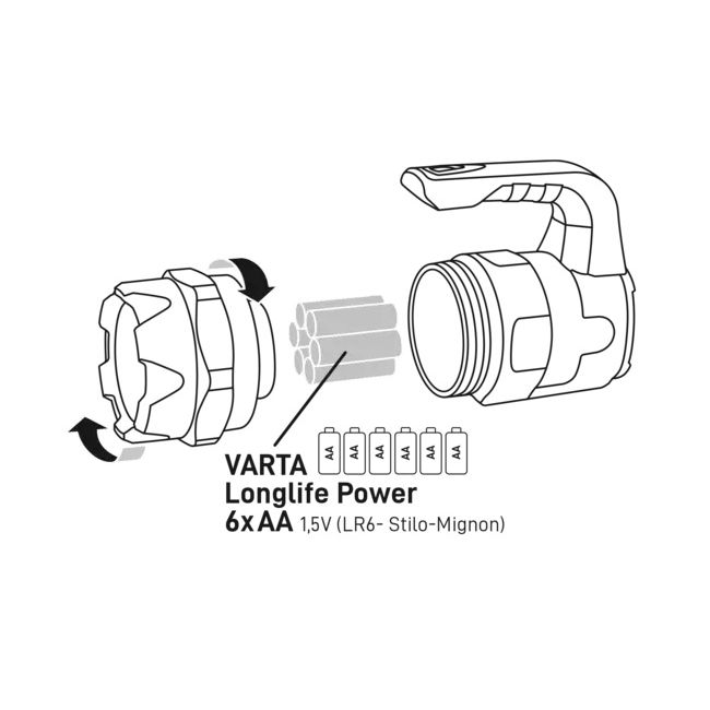 Varta - lanterna exterior Indestructible BL20 PRO - 6xAA/3xAA, protectie IP54 - 400 lumeni
