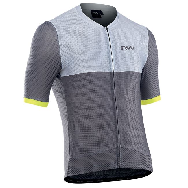 Northwave - Tricou ciclism maneca scurta pentru barbati Storm Air jersey - gri inchis gri deschis galben fluo