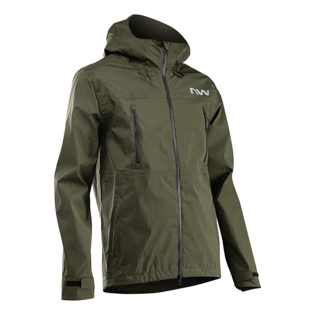 Northwave - jacheta ciclism pentru barbati ploaie si vreme rece No Worry HardShell Jacket - verde inchis padure