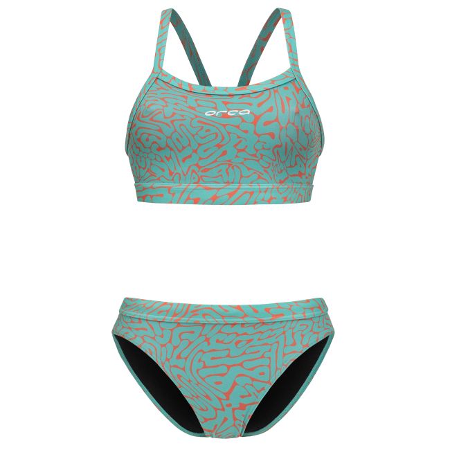 Orca - costum inot doua piese pentru femei tip bikini - albastru portocaliu Diploria