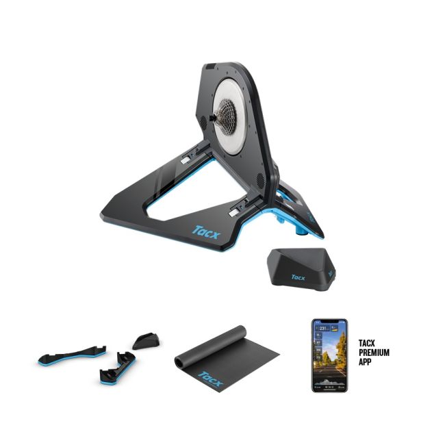 Tacx - Pachet produse home trainer smart direct drive Tacx Neo 2T pentru antrenamente indoor + accesoriu Motion Plates + Trainer Mat + abonament Tacx Premium 6 luni