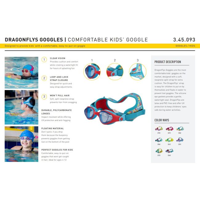 Finis - ochelari inot pentru copii DragonFlys Shell Tint - roz intens albastru deschis cu lentile transparente