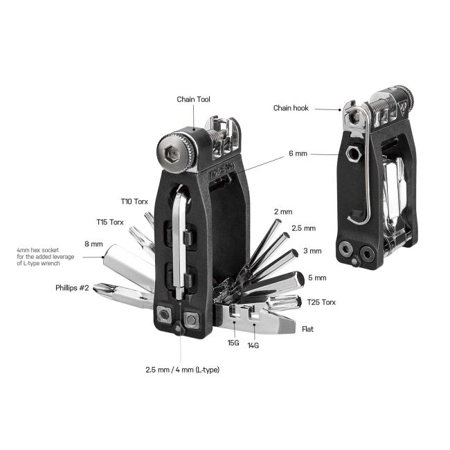 Topeak - set chei bicicletă Ninja 16+ multitool - negru argintiu