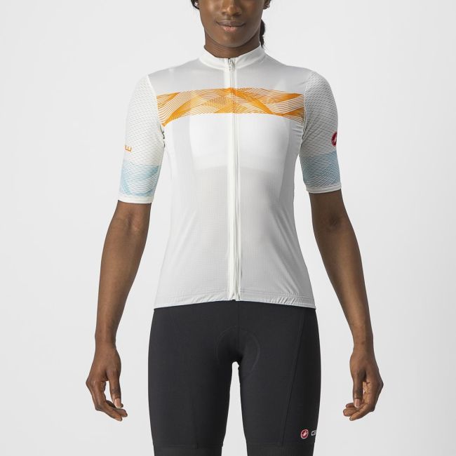Castelli  - Tricou ciclism femei maneca scurta Fenice - Alb Portocaliu