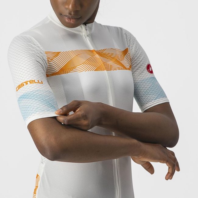 Castelli  - Tricou ciclism femei maneca scurta Fenice - Alb Portocaliu