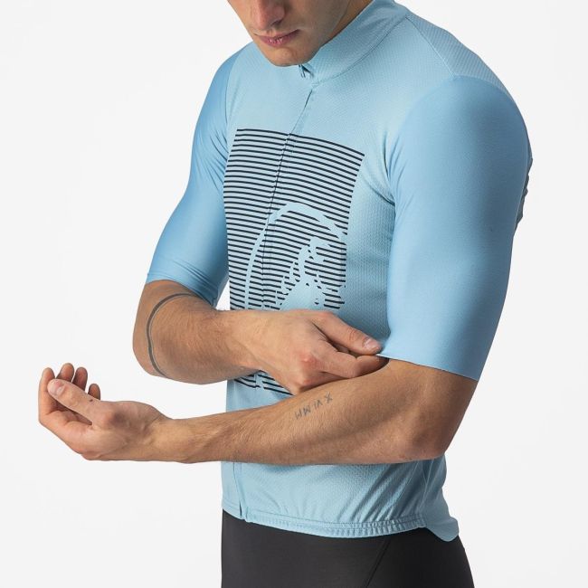 Castelli - Tricou ciclism barbati maneca scurta Bagarre - Bleu gri