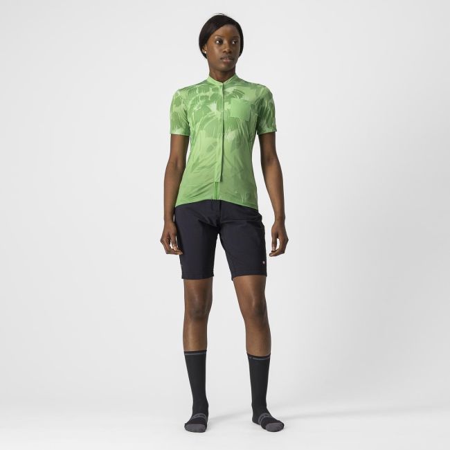 Castelli - tricou ciclism pentru femei, maneca scurta Unlimited Sentiero jersey - verde vernil alb