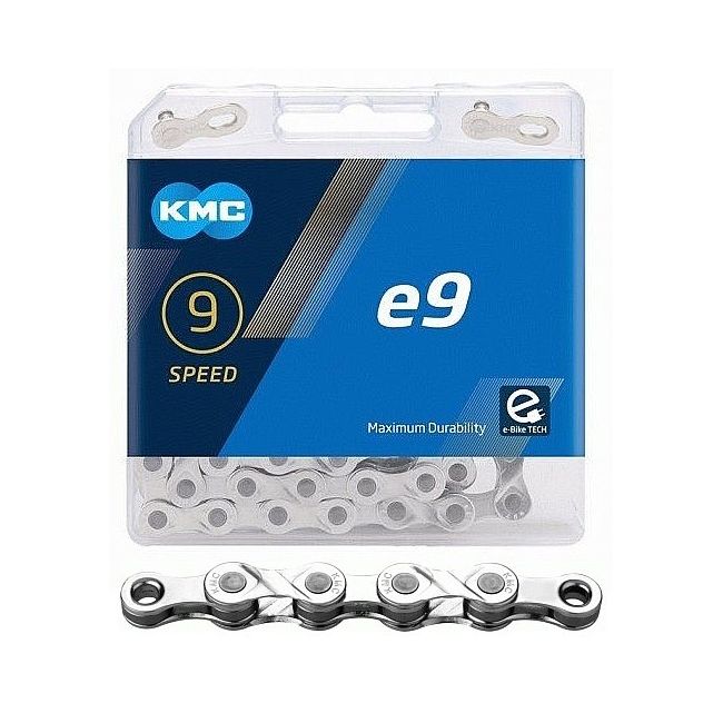 Lant KMC E9 Silver 9 viteze, 122 zale, Ebike, Argintiu