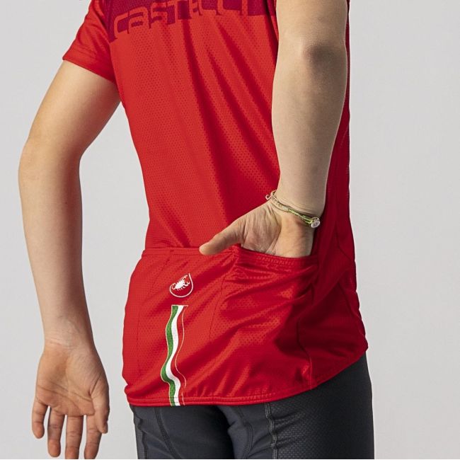 Tricou cu maneca scurta Castelli Neo Prologo, pentru copii, Rosu/Visiniu, 4A