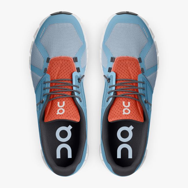 On Cloud 5 Push - pantofi sport pentru barbati - albastru Niagara Chambray alb portocaliu