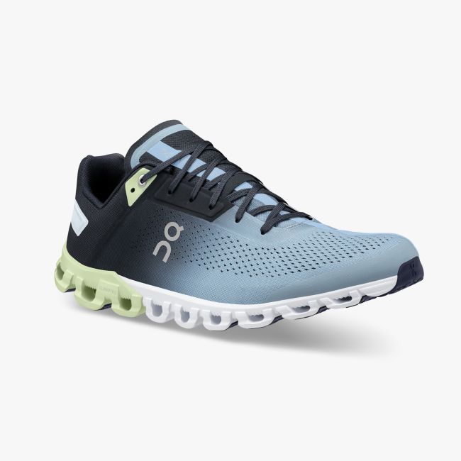 On CloudFlow - pantofi sport pentru barbati - bleumarin ink albastru deschis alb verde campie