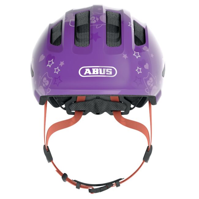 Abus - casca ciclism copii Smiley 3.0 - model stelute mov intens portocaliu