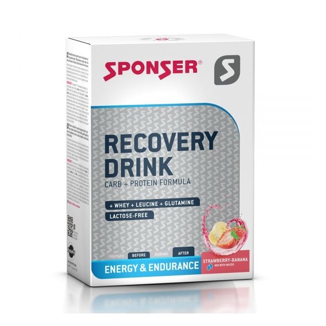 Sponser - supliment energizare Recovery Drink, aroma capsuni banane - plic 60g