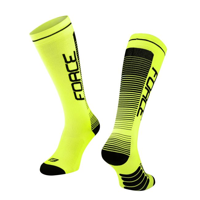 Sosete Force F Compress, galben fluo/negru XXS-XS (33-35)