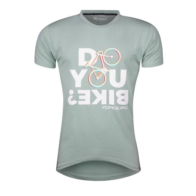 Tricou ciclism Force Bike, gri/verde, XS
