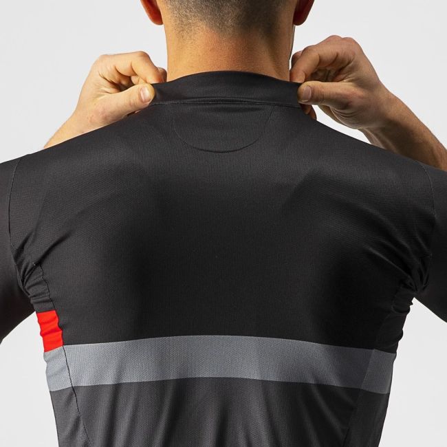Castelli - Tricou ciclism barbati maneca scurta A Blocco - Negru Antracit Rosu