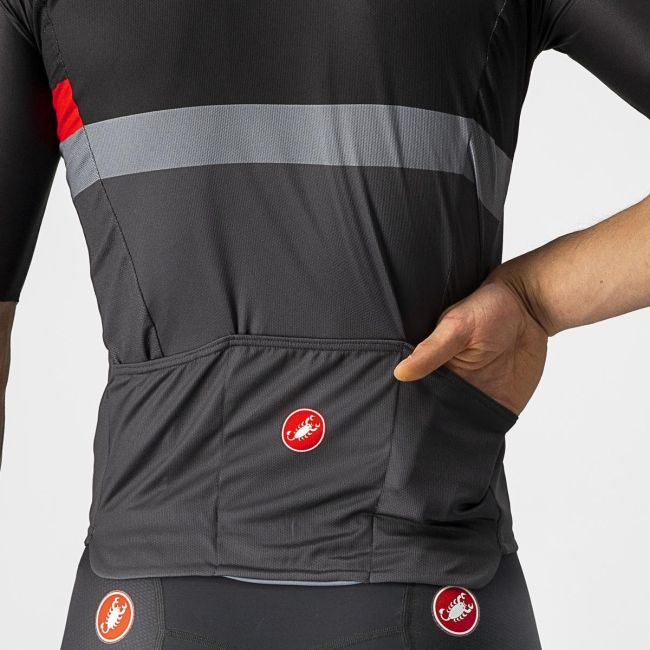 Castelli - Tricou ciclism barbati maneca scurta A Blocco - Negru Antracit Rosu