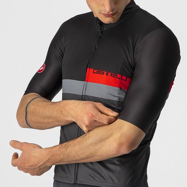 Castelli - Tricou ciclism barbati maneca scurta A Blocco - Negru Antracit Rosu