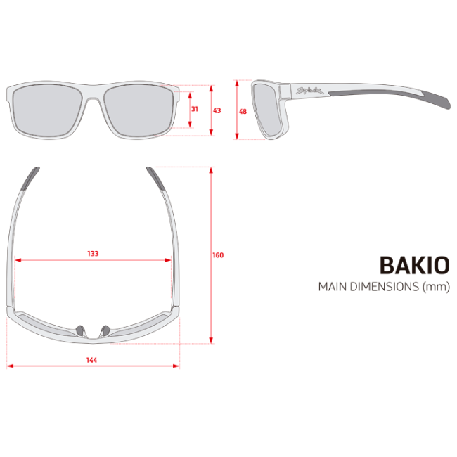 Spiuk - ochelari soare casual Bakio, lentile polarizate portocaliu oglinda - rama rosie