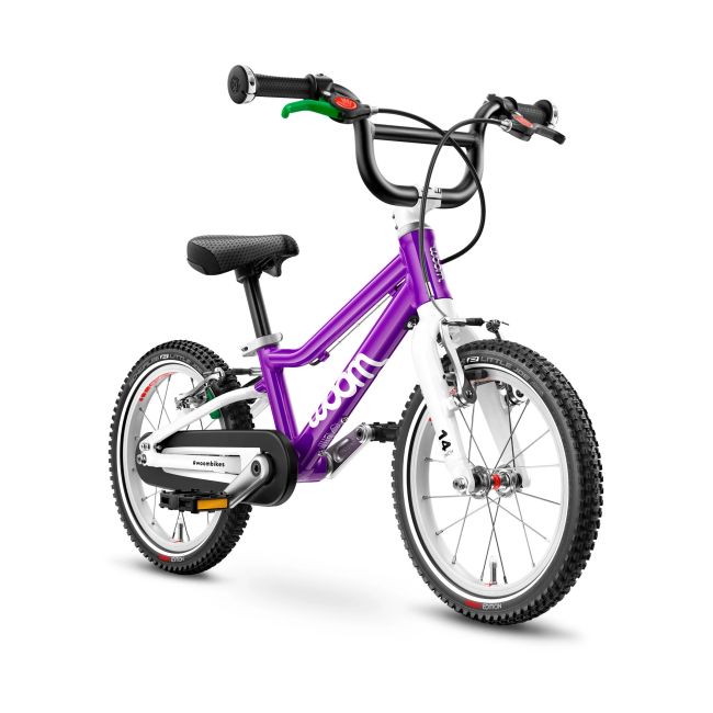 Woom - bicicleta copii 14" Woom 2, varsta recomandata 3-4,5 ani (95-110cm) - 5kg - mov intens alb