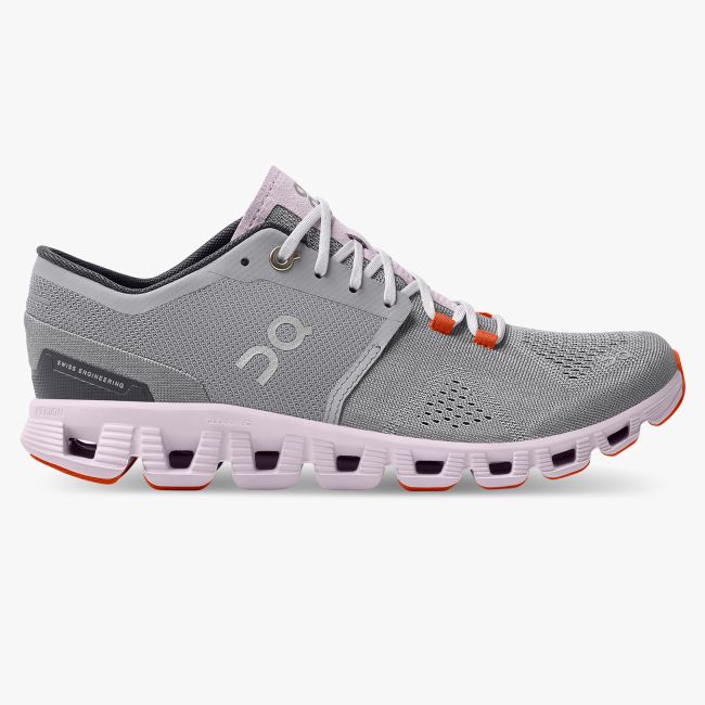 On Cloud X - pantofi alergare pentru femei - gri aliaj portocaliu mov deschis lily