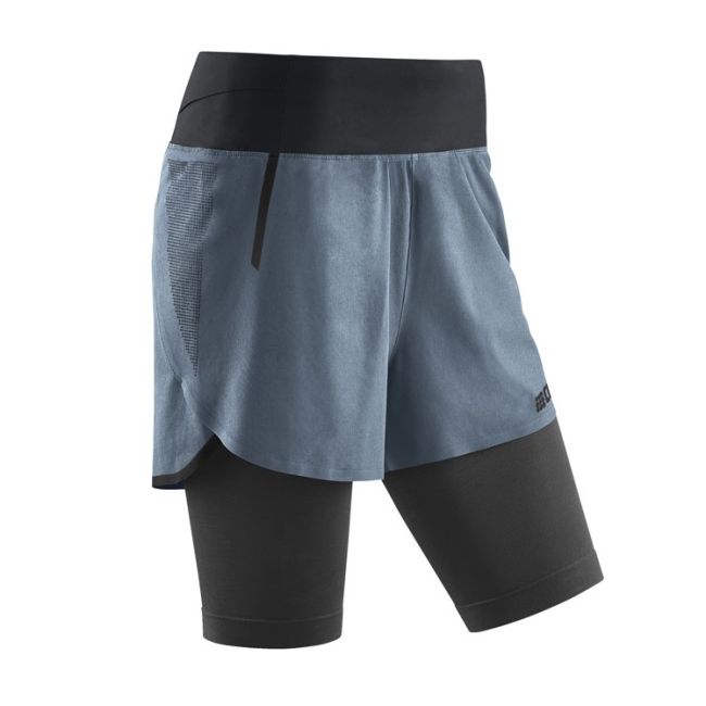CEP - Pantaloni scurti alergare 2 in 1 pentru femei 3.0 running shorts - gri negru