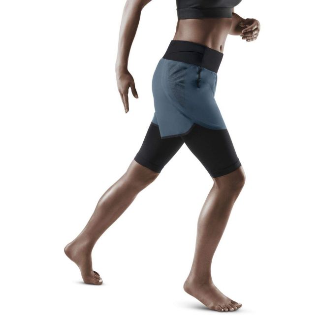 CEP - Pantaloni scurti alergare 2 in 1 pentru femei 3.0 running shorts - gri negru