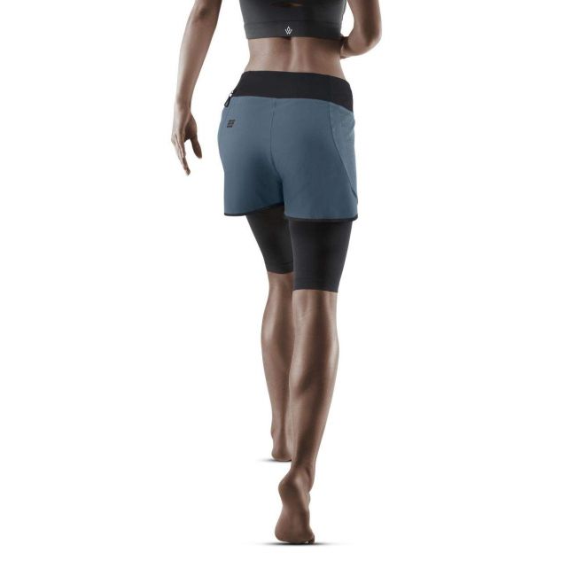 CEP - Pantaloni scurti alergare 2 in 1 pentru femei 3.0 running shorts - gri negru