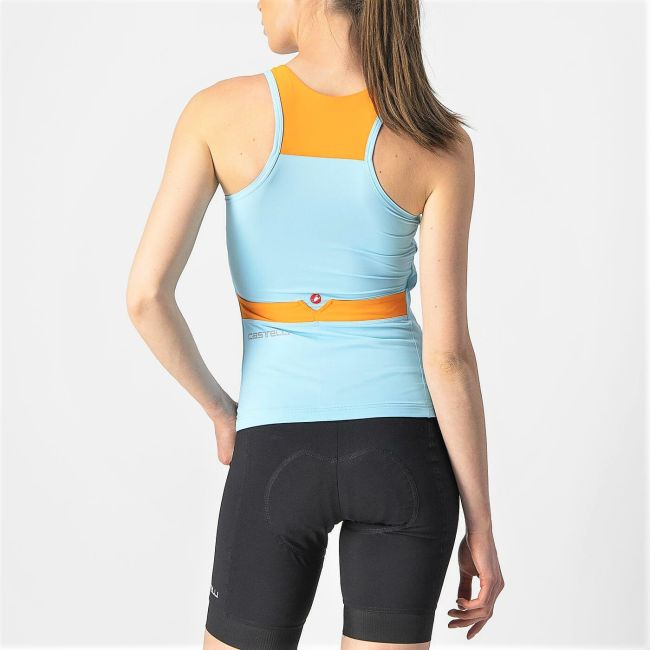 Castelli - maiou ciclism pentru femei Solaris Top - albastru deschis portocaliu