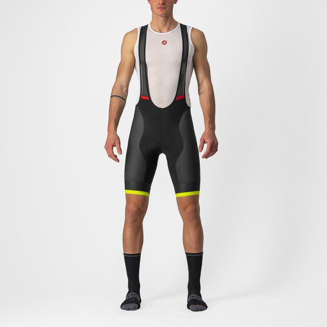 Castelli - pantaloni scurti pentru ciclism cu bretele Competizione Kit bibshorts - negru galben fluo