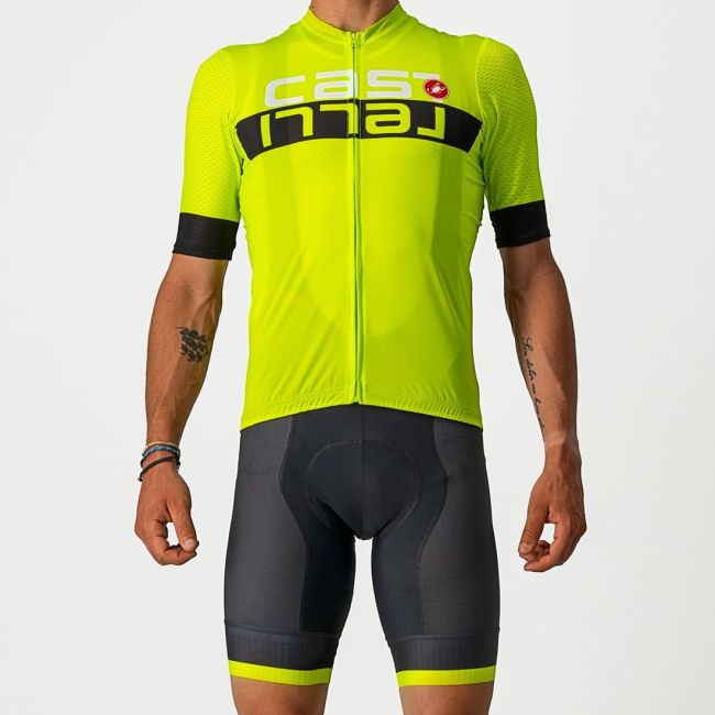 Castelli - pantaloni scurti pentru ciclism cu bretele Competizione Kit bibshorts - negru galben fluo