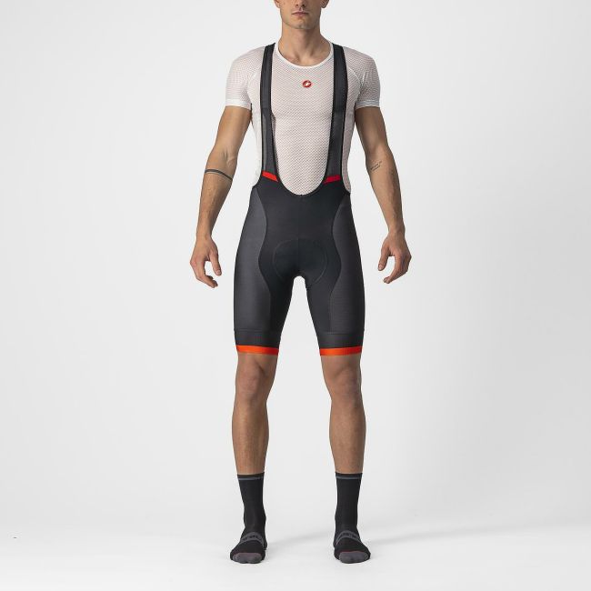 Castelli - pantaloni scurti pentru ciclism cu bretele Competizione Kit bibshorts - negru portocaliu