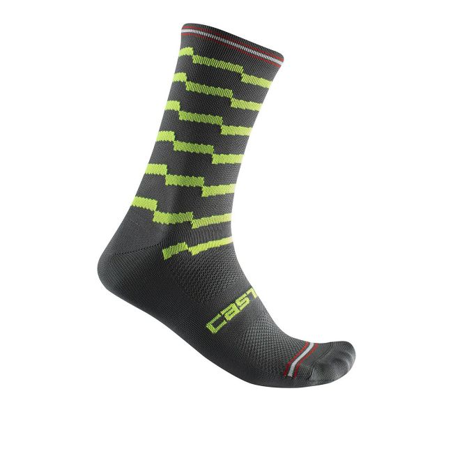 Castelli - sosete ciclism Unlimited 18 - gri antracit galben fluo
