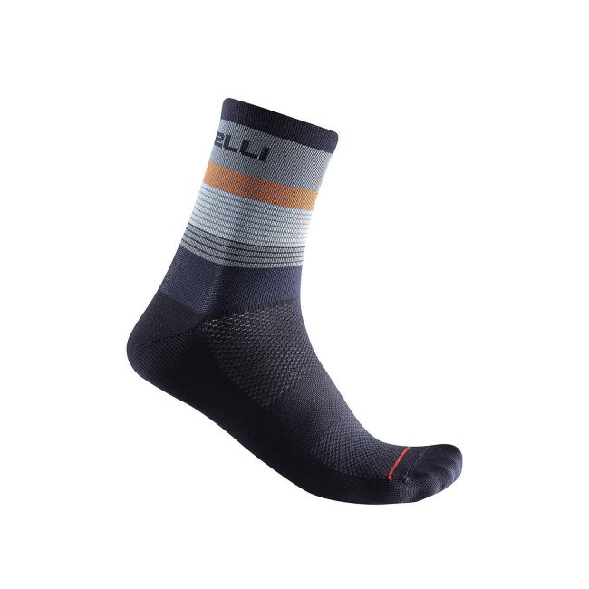 Castelli - sosete ciclism scurte Scia 12 - bleumarin gri portocaliu