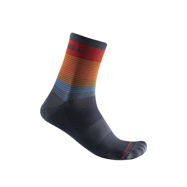 Castelli - sosete ciclism scurte Scia 12 - gri antracit portocaliu rosu