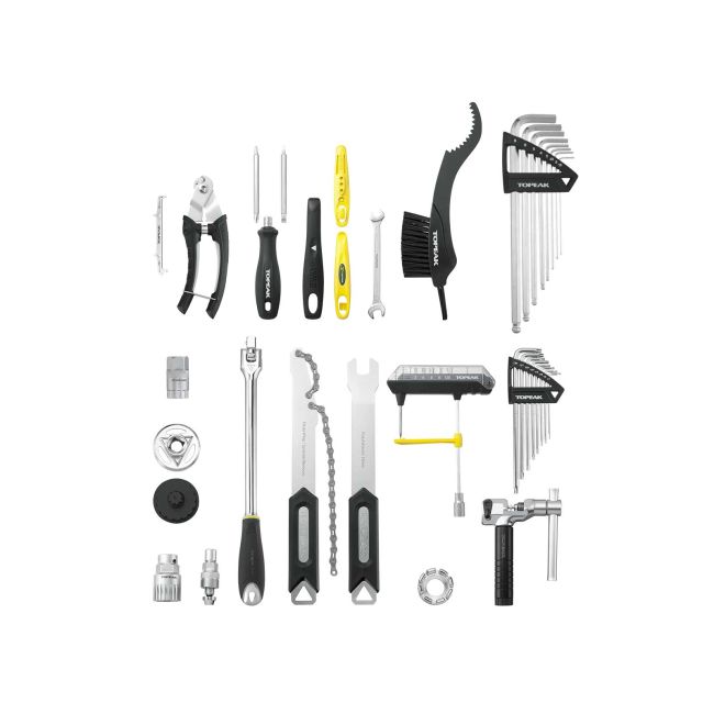 Topeak - trusă scule profesionale reparații bicicletă 36 elemente PrepBox - negru galben