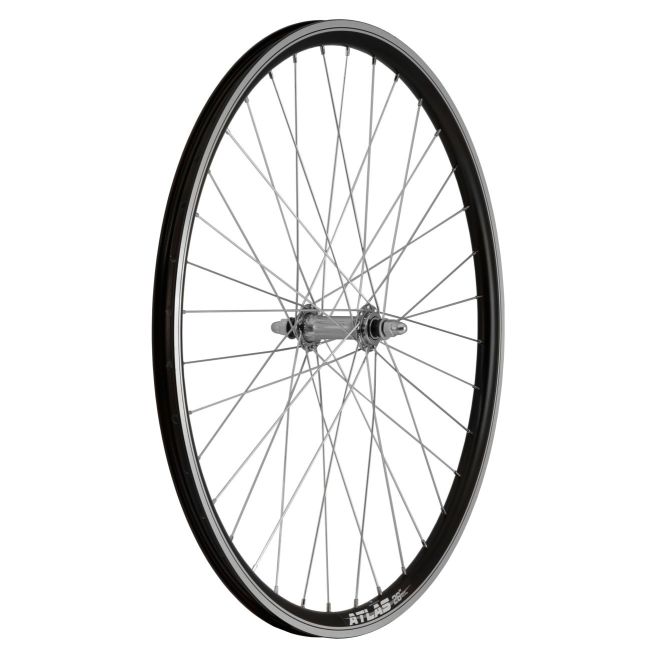 Roata Bicicleta Fata Atlas 26  , 559X18, Alu Profil Dublu Culoare Negru, Cnc, Spite Otel Nichelate, Butuc Simplu Argintiu, 3 8, 36H
