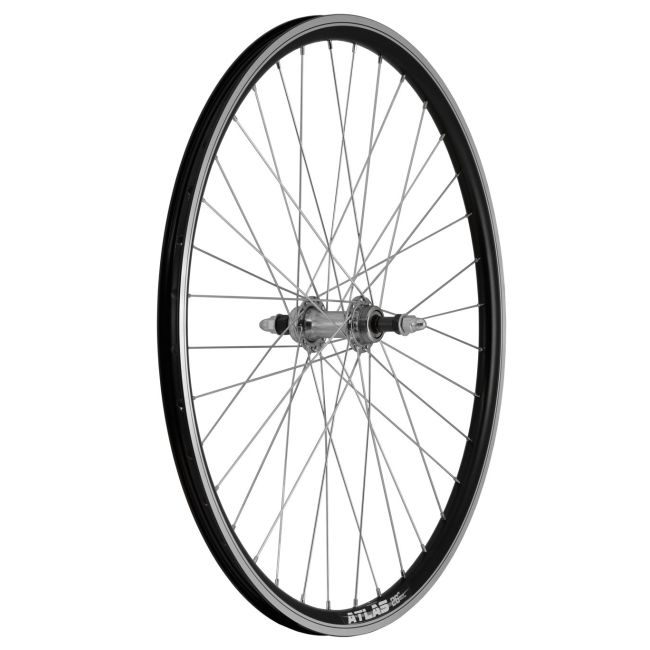 Roata Bicicleta Spate Atlas 26  , Profil Dublu Culoare Negru, Cnc, Spite Otel Nichelate, Butuc Metal, Pinion Argintiu, 3 8, 36H