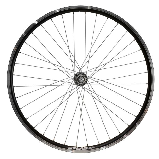Roata Bicicleta Spate Atlas 26  , Profil Dublu Culoare Negru, Cnc, Spite Otel Nichelate, Butuc Metal, Pinion Argintiu, 3 8, 36H