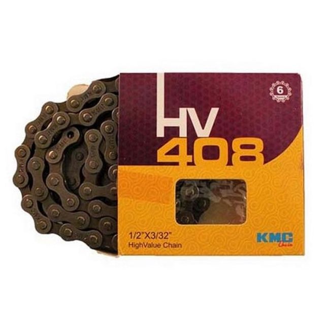 Lant KMC HV408, 112 zale, argintiu inchis - maro