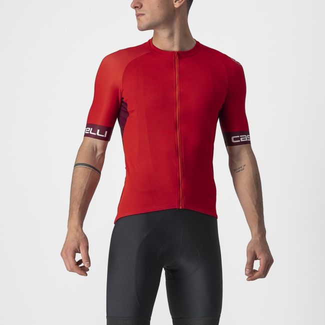 Castelli - tricou pentru ciclism cu maneca scurta Entrata IV - rosu visiniu alb