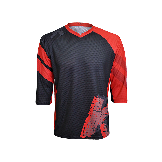 Tricou FUNKIER Dolomiti-K Enduro Kids 3/4 sleeve - Black/Red 12 ani