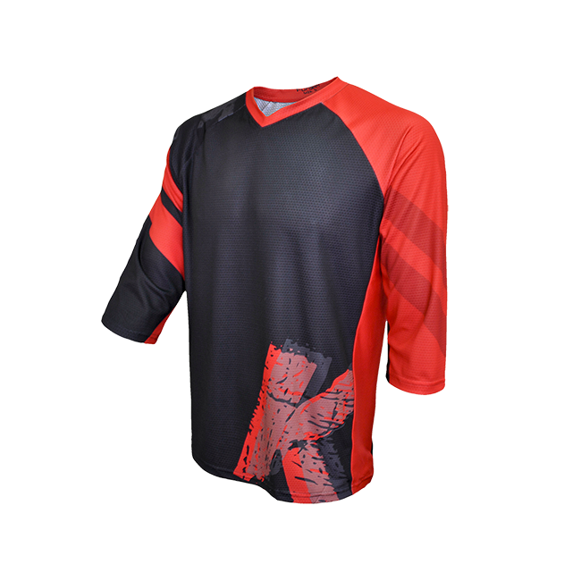 Tricou FUNKIER Dolomiti-K Enduro Kids 3/4 sleeve - Black/Red 12 ani