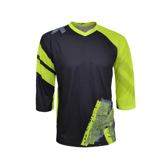 Tricou FUNKIER Dolomiti-K Enduro Kids 3/4 sleeve - Black/Ref Yellow 12 ani